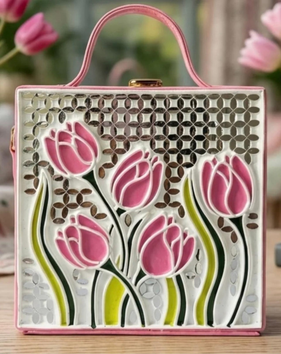 Pink Tulip Lippan Art Box Purse