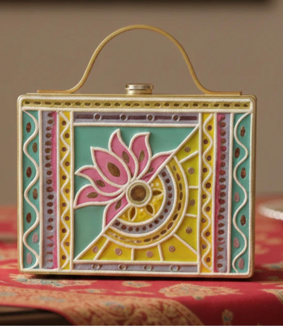 Pink Lotus Lippan Art Box Purse