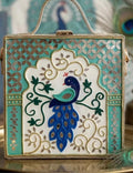 Peacock Palace Lippan Art Box Purse - Teal