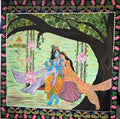 Radha Krishna on the Swing - Pichwai Painting on Cloth