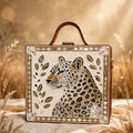 Leopard Lippan Art Box Purse