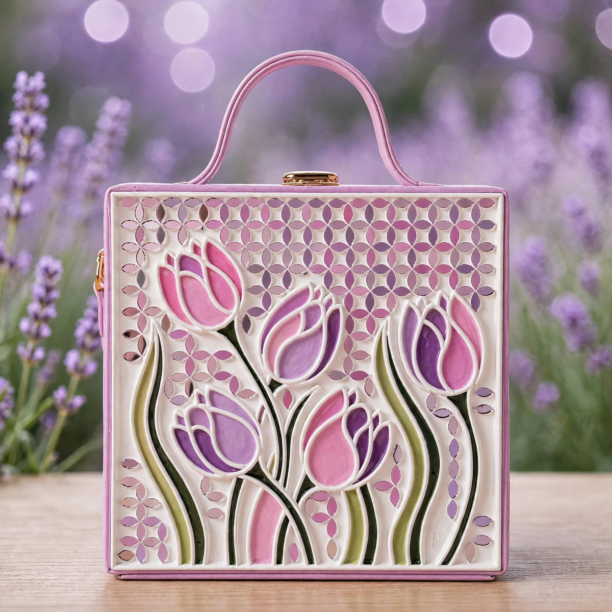 Lavender Tulip Lippan Art Box Purse