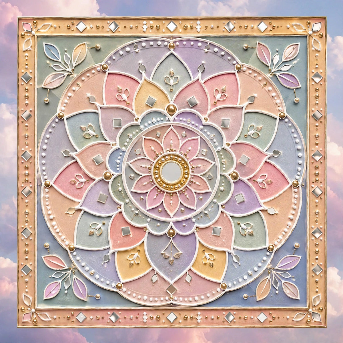 Pastel Mandala Lippan Art Box Purse