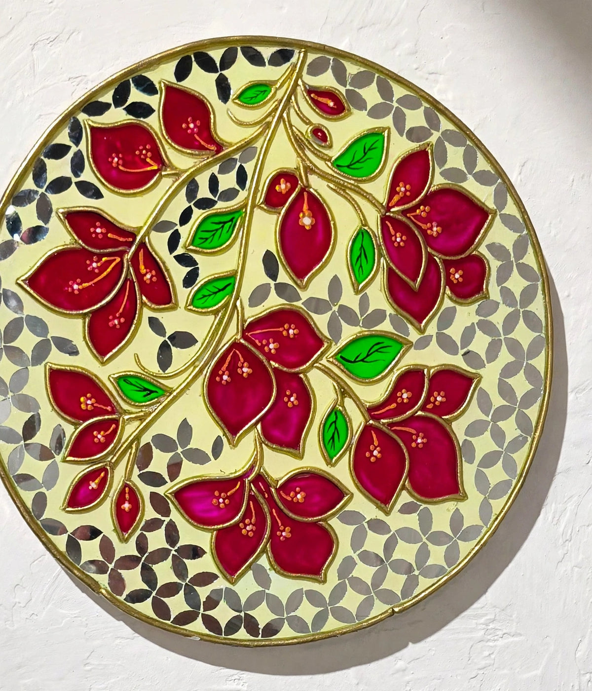 Red Floral Lippan Art Box Purse