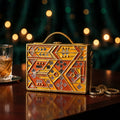 Golden Geometric Lippan Art Box Purse