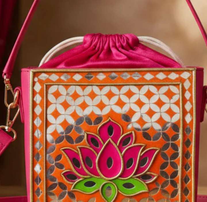 Pink Lotus Lippan Art Box Potli